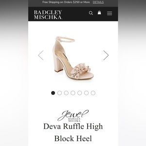 Jewel Badgley Mischka Deva Ruffle High Block Heel